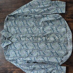 80s SAKS FIFTH AVENUE Liberty Fabric Shirt 12 Vintage Paisley Button Down Large